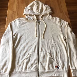 Aviator Nation Unisex Bolt Zip Hoodie//Vintage White//XL